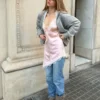 Asymmetric Sateen Mini Dress