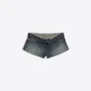 Denim Mini Shorts with Folded Waist