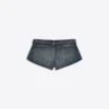 Denim Mini Shorts with Folded Waist