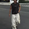 Embroidered Sleeveless T-Shirt