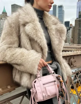 Faux Fur Lapel Jacket – Women