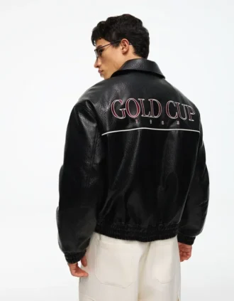 Faux Leather Graphic Jacket