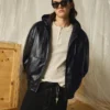 Faux Leather Jacket with Hood – Jackets