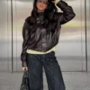 Faux Leather Pleated Jacket – Jackets and Trench