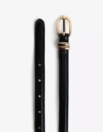 Faux Leather Topstitched Belt – Accessories