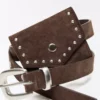 Faux Suede Belt with Pocket
