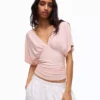 Gathered V-Neck T-Shirt – Women Gathered V-Neck T-Shirt – Women