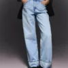 High-Waist Straight Wide-Leg Jeans with Turn-Up Hems – Pants High-Waist Straight Wide-Leg Jeans with Turn-Up Hems – Pants