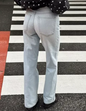 High-Waist Wide-Leg Straight Jeans – Pants