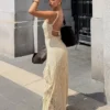 Lace-Trimmed Midi Dress