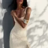 Lace-Trimmed Midi Dress