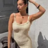 Lace-Trimmed Midi Dress