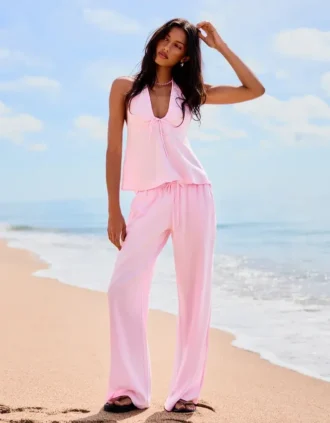 Linen Blend Halter Waistcoat