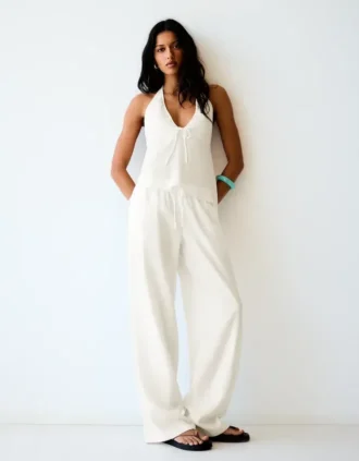 Linen Blend Halter Waistcoat – Women