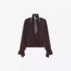 Long Sleeve Crossover Scarf Blouse Long Sleeve Crossover Scarf Blouse