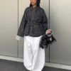 Oversize Textured Denim Jacket