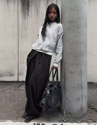 Pleated Trousers with Double Button