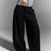 Plush Barrel Trousers with Stoppers – Pants – Women