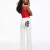Plush Flared Trousers with Patch