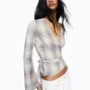 Printed Crossover Blouse Printed Crossover Blouse