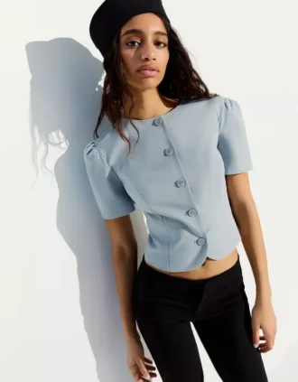 Puff Sleeve Short Sleeve Blazer – Jackets and Trench