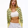 Striped Crew Neck Button-Up Jacket