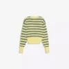 Striped Crew Neck Button-Up Jacket