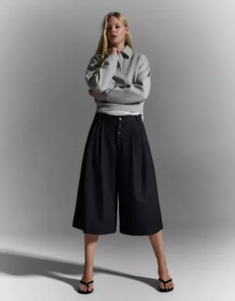 Striped Culottes Bermuda Shorts