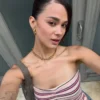 Striped Metallic Thread Bandeau Top