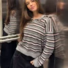 Striped Polo Collar Sweater
