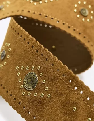 Studded Faux Suede Belt – Tracksuit