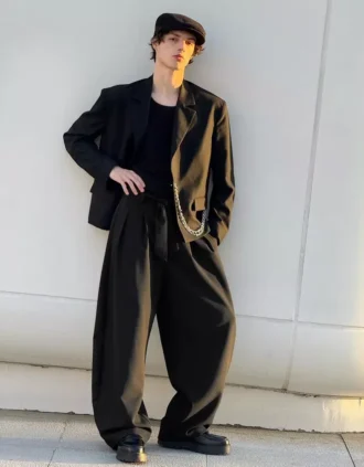 Tailored Barrel Trousers with Belt – Pants