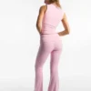 Technical Flared Trousers with Turn-Up Waist