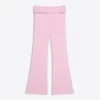 Technical Flared Trousers with Turn-Up Waist