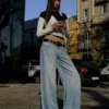 Wide-Leg Low-Rise Jeans – Pants